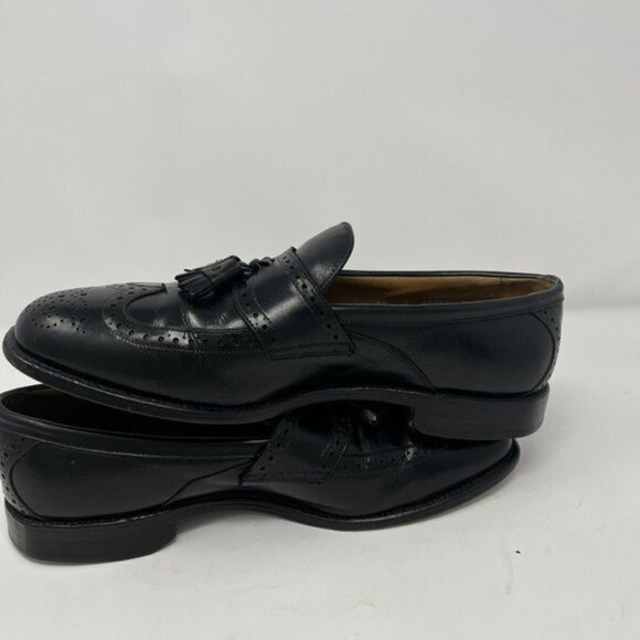 ALLEN EDMONDS CHAMBRAY BLACK LEATHER WING TIP TASSEL SHOES SIZE 10 E main image 4